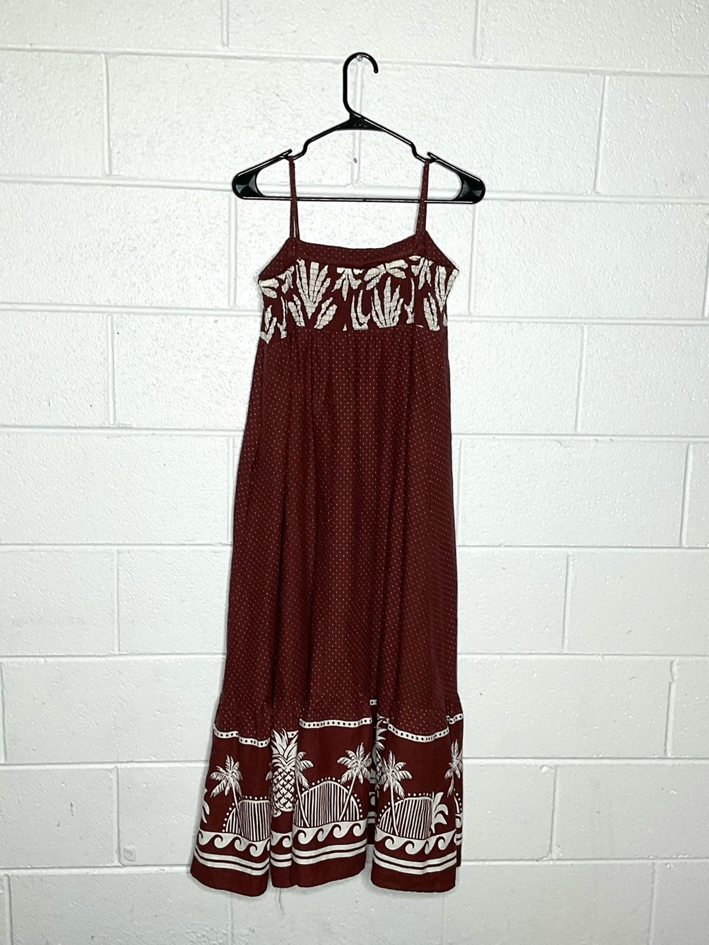 < Rachel Zoe Linen Blend Tropical Theme Maxi Dress Pineapple Ocean Beach > - Picture 5 of 5